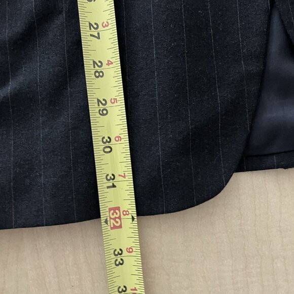 Wall Street Men's 100% Pure Wool Navy Blazer Sport Coat Size 42R Striped - Picture 11 of 12